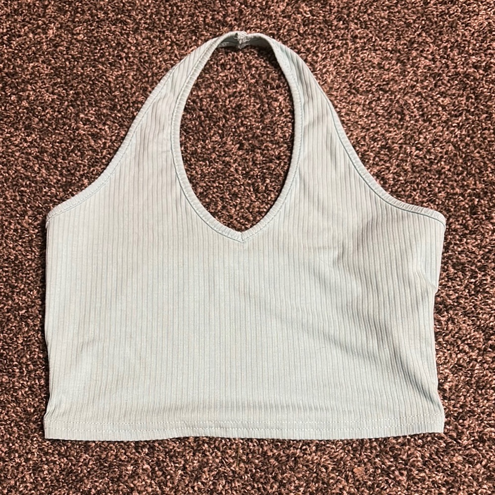 Women's Ribbed Halter Top - Light Gray
